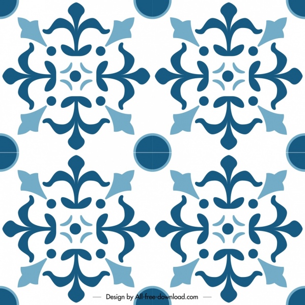 patrón clásico plantilla plana azul decoración simétrica
