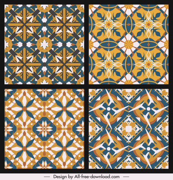 clássico padrão modelos coloridos simétrica repetindo formas geométricas