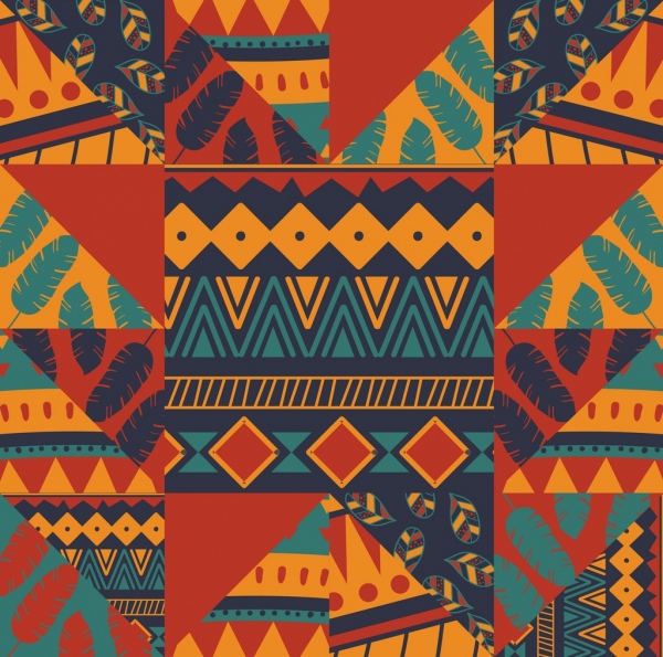 dekorasi abstrak datar berwarna-warni pola suku klasik