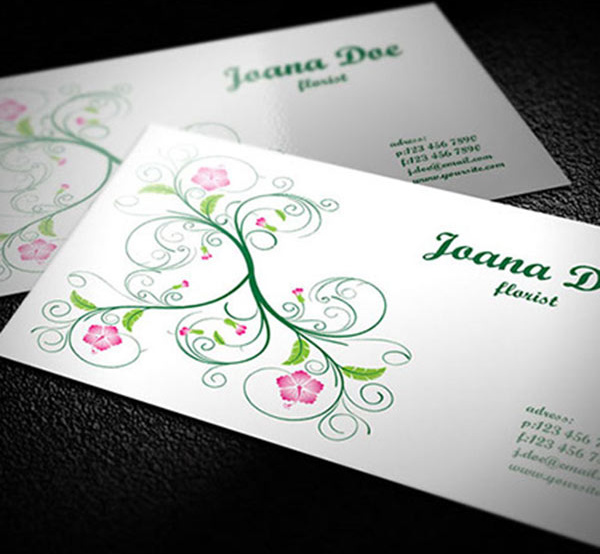 diseño limpio y elegante tarjeta de visita floral