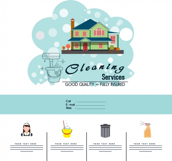 limpeza serviço anúncio modelo doméstico ícones decoração