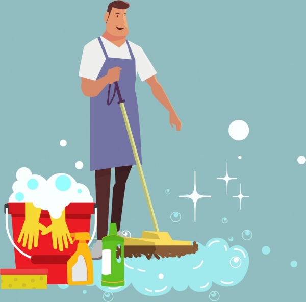 Reinigung Service Hintergrunddekoration männlichen Symbol Waschen Werkzeuge