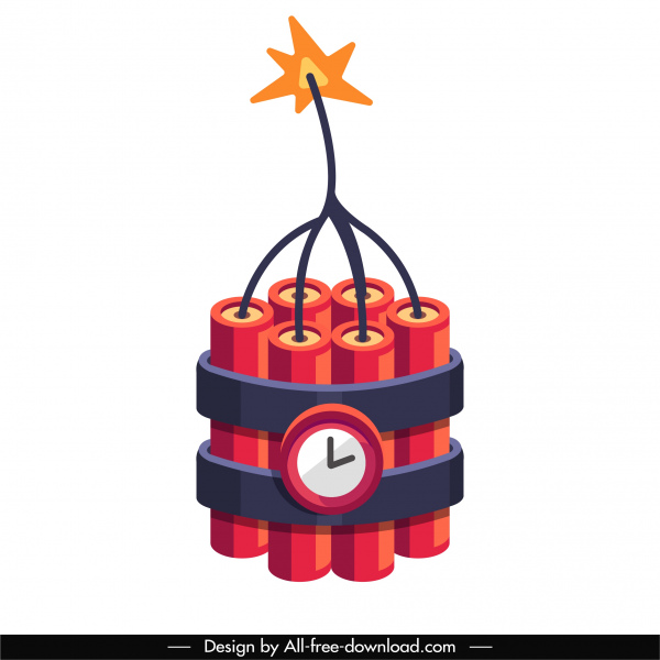 ícone da bomba relógio colorido 3d esboço