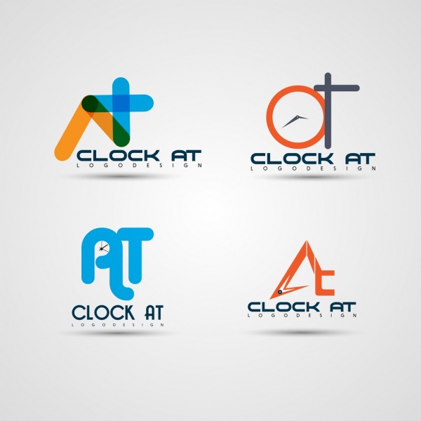 raccolta di colore piatto orologio logotipi stile astratto