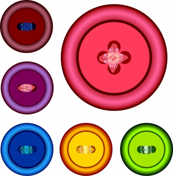 pakaian tombol ikon koleksi berbagai berwarna lingkaran ornamen