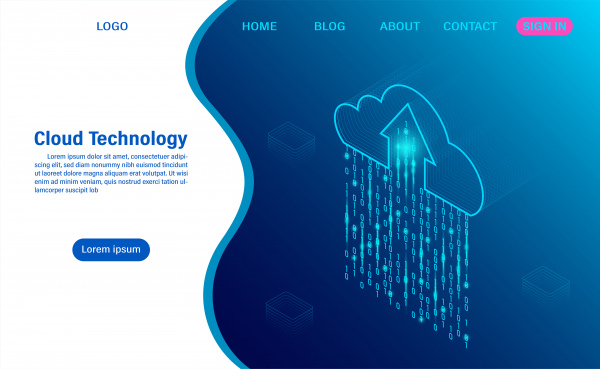 Cloud Computing teknologi konsep Layanan digital atau aplikasi dengan data yang ditransfer pengolahan data melindungi konsep keamanan data isometrik d