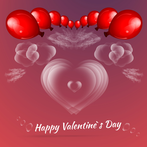 Wolke Herz und Ballons Valentinstag Hintergrund Vektor