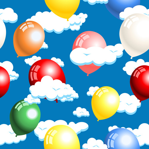 Cloud With Balloon Seamless Pattern Vector