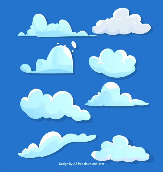 nuvens elementos de design desenhados à mão esboço formas planas