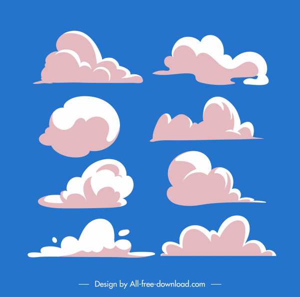 bulut simgeleri klasik düz şekiller çizimi