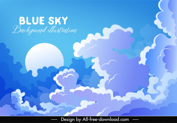 Berawan sky latar belakang biru putih desain