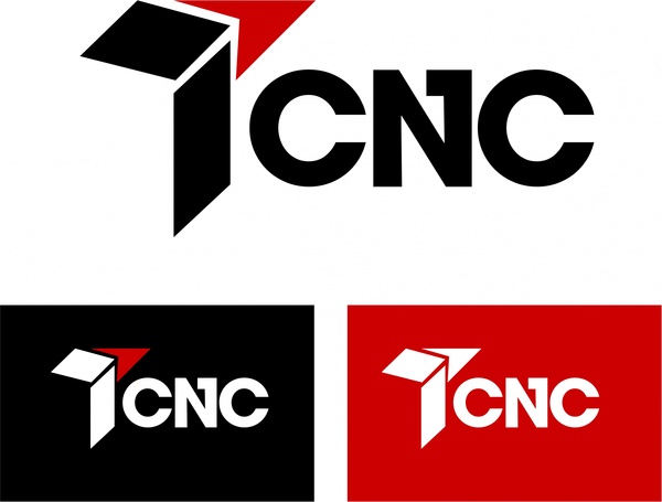 set CNC logo abstrak gaya dan desain teks