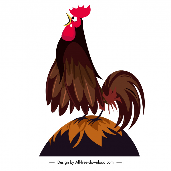 croquis coloré de dessin animé coloré d’icône de corbeau de coq