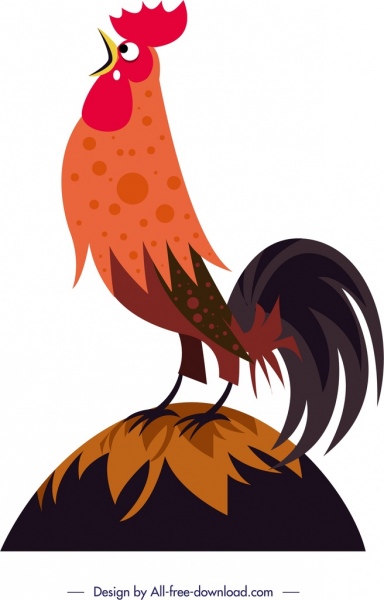 Cock Crow Painting Colored Cartoon Design-vector Cartoon-free Vector Free  Download