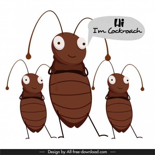 Kakerlaken Banner Vorlage lustige Cartoon Charaktere Skizze
