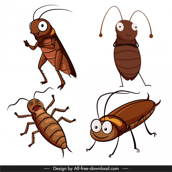 hamamböceği simgesi komik sevimli karikatür kroki
