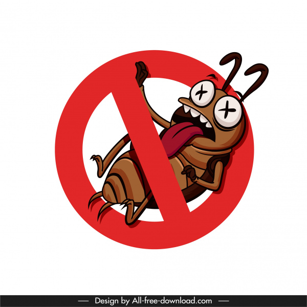 Kakerlake töten Zeichen lustige Cartoon-Skizze