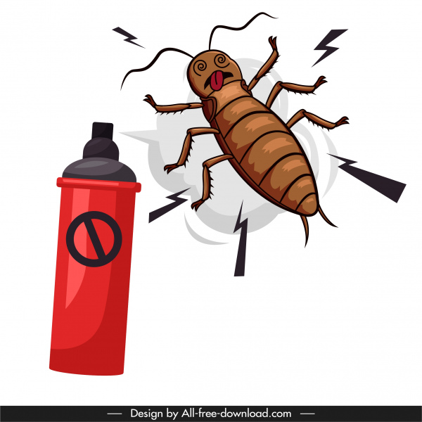 hamamböceği öldürme afiş handdrawn karikatür kroki