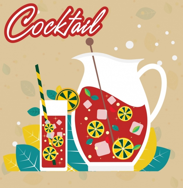 cocktail di sfondo multicolore design piatto
