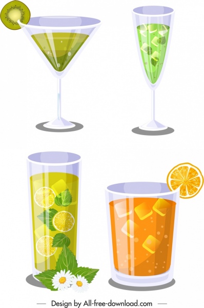 Cocktailgläser Symbole Kiwi orange Dekor modernes design