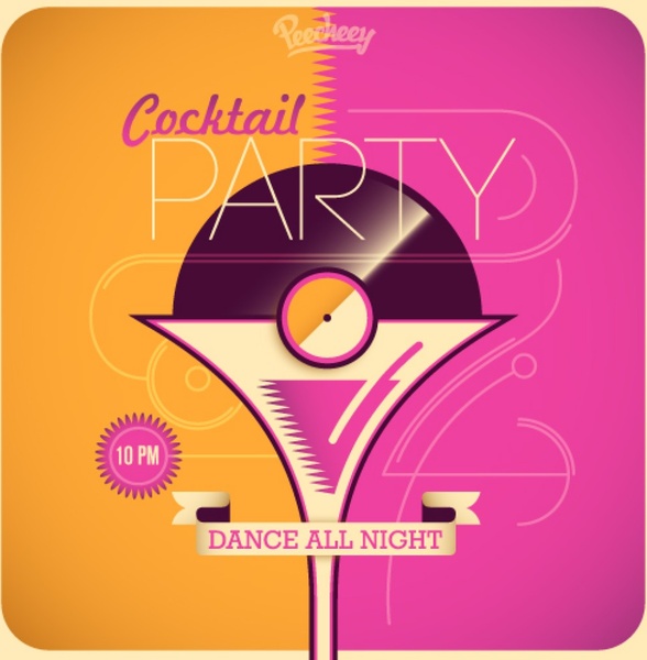 Cocktail-Party Plakat retro