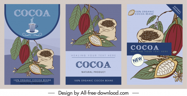 plantillas de folletos de cacao retro dibujado a mano boceto