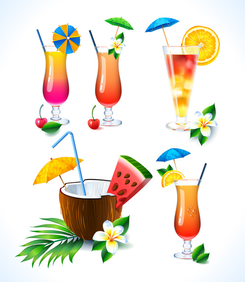 Coconut And Cocktails Vector Graphics