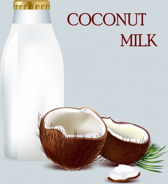 du lait de noix de coco promotion banner brillant ornement de couleur