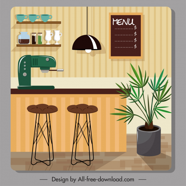 cofee bar décor modèle coloré décor contemporain
