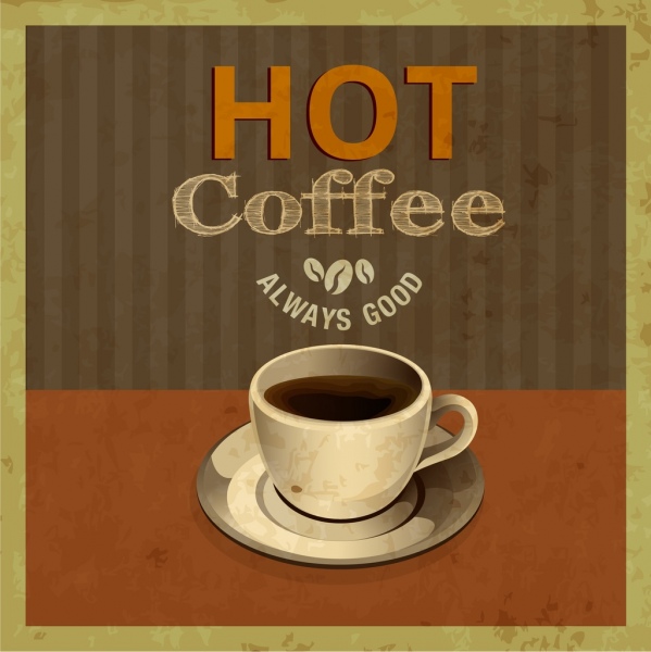 دعاية قهوة الجرونج الرجعية تصميم ديكور كأس