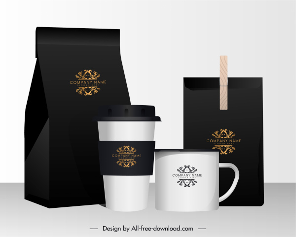 Kaffee-Werbung Hintergrund glänzend elegante realistische Paket Tasse