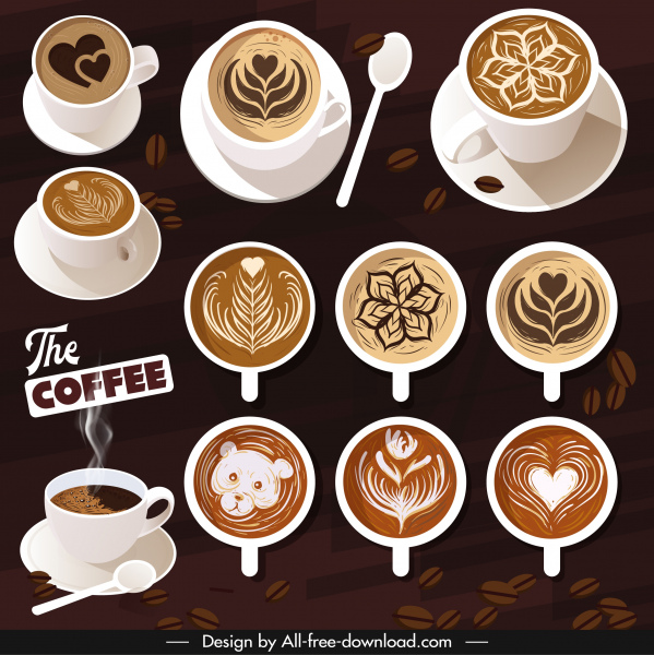 Kaffee Werbebanner dekorierte Tassen dunkles klassisches Dekor