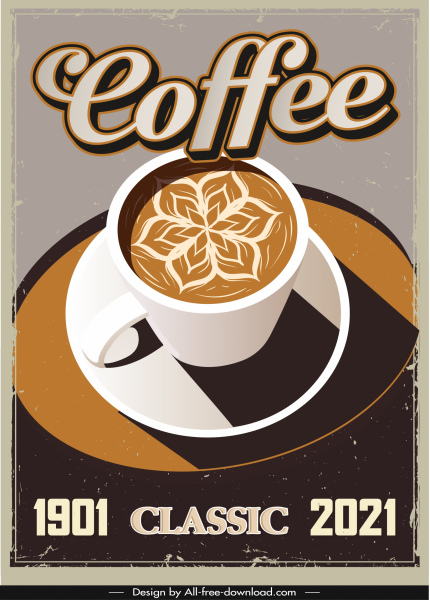Kaffee-Werbung Banner Retro-Design dekoriert Tasse Skizze