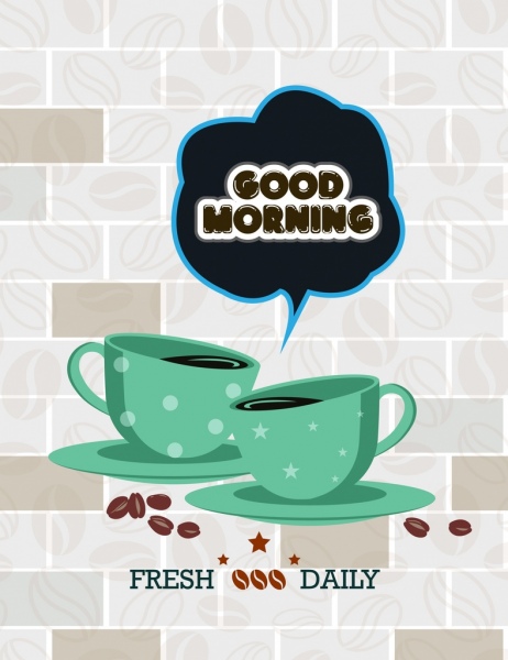 stylizowane reklamy kawy filiżanki ikony fasola hallo wystrój