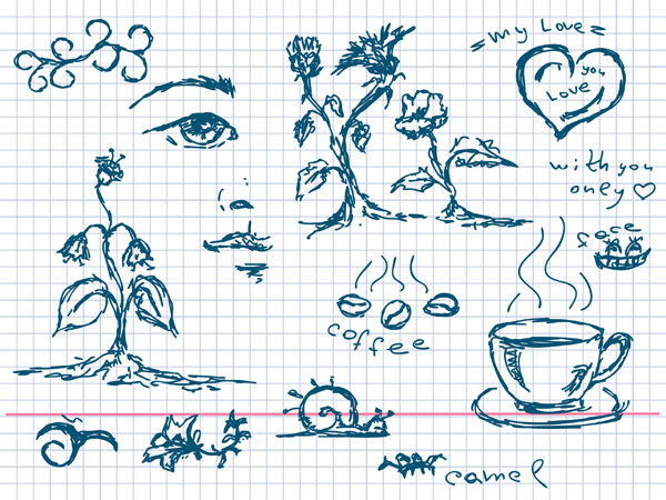 café e outros elementos da arte de planta