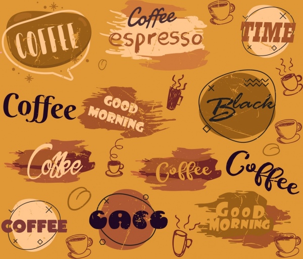 кофе фоне каллиграфическом стиле ретро дизайн
