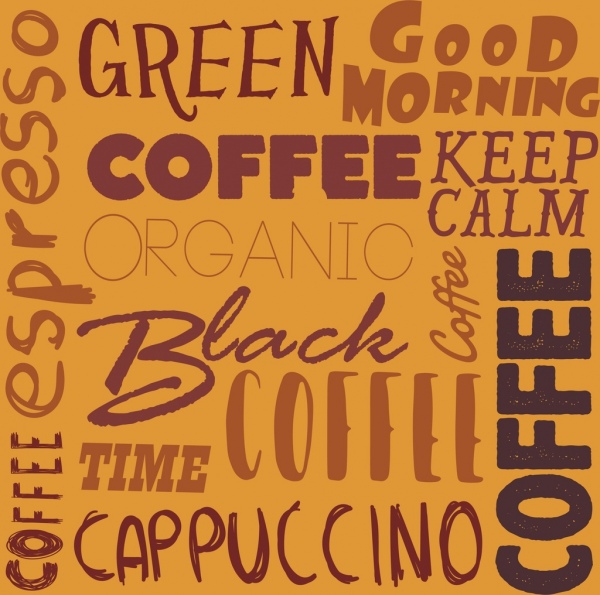 Kaffee Hintergrund kalligraphischen Dekor vertikale horizontale Bauweise