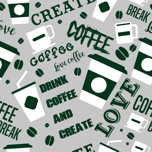 Fondo café tazas plano moderno diseño de textos