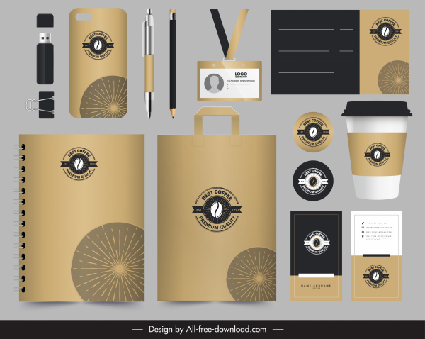 Kaffee-Marken-Identität setzt elegante braun Logo Dekor