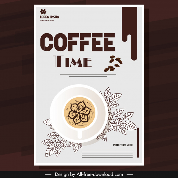Broschüre Vorlage klassische braune Kaffeetasse lässt Skizze