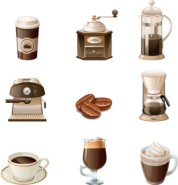 coleção de equipamentos de café