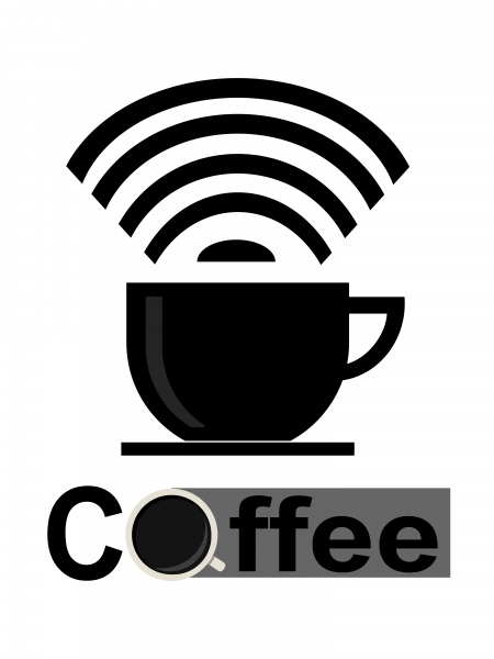 القهوة لواي فاي شعار أيقونة