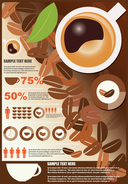 Kaffee Infografik Business Template Design Vektor