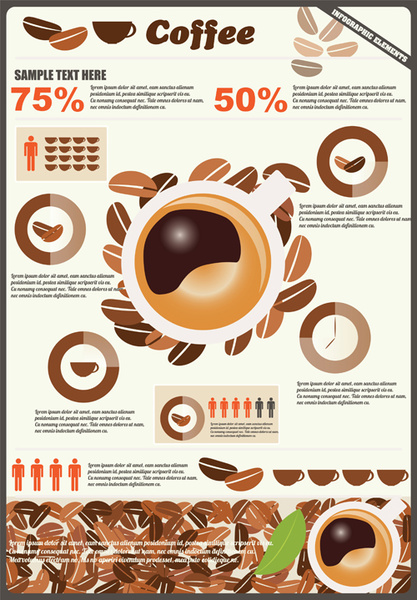 コーヒー インフォ グラフィック ビジネス テンプレート デザインのベクトル