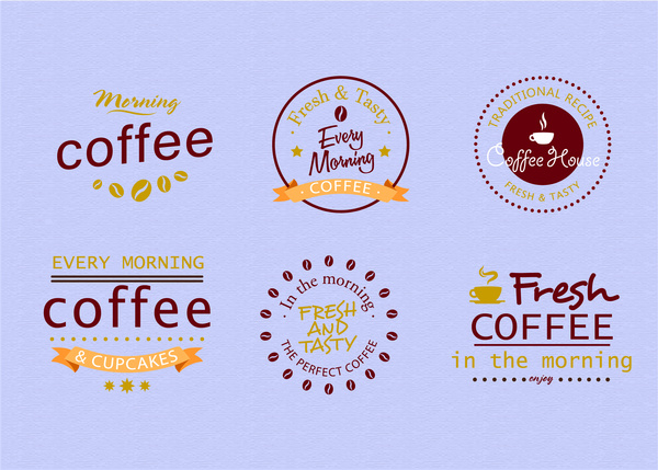 Kaffee-Label-Design mit verschiedenen Stilen