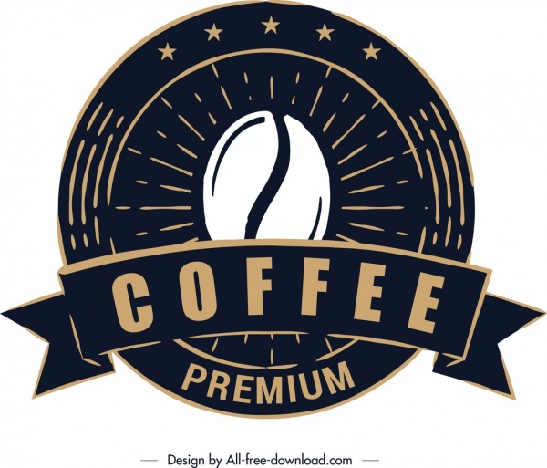 Coffee Label Template Classical Black Round Design