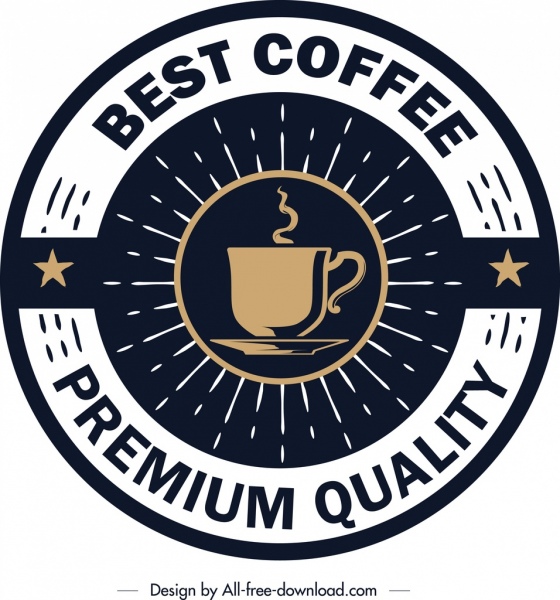 kahve etiket şablon klasik daire tasarım Kupası simgesi