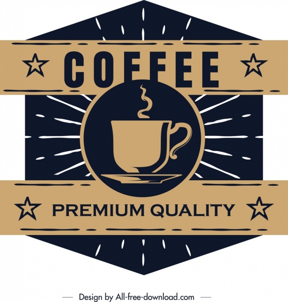 Kaffee Etikettenvorlage dunkel retro flach polygonalen Design