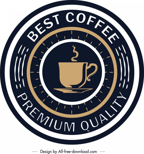 Kaffee Etikettenvorlage elegante runde dunkle design