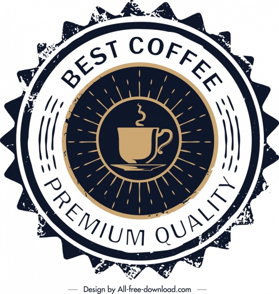 Kaffee-Label Vorlagendesign Retro-gezackten Kreis